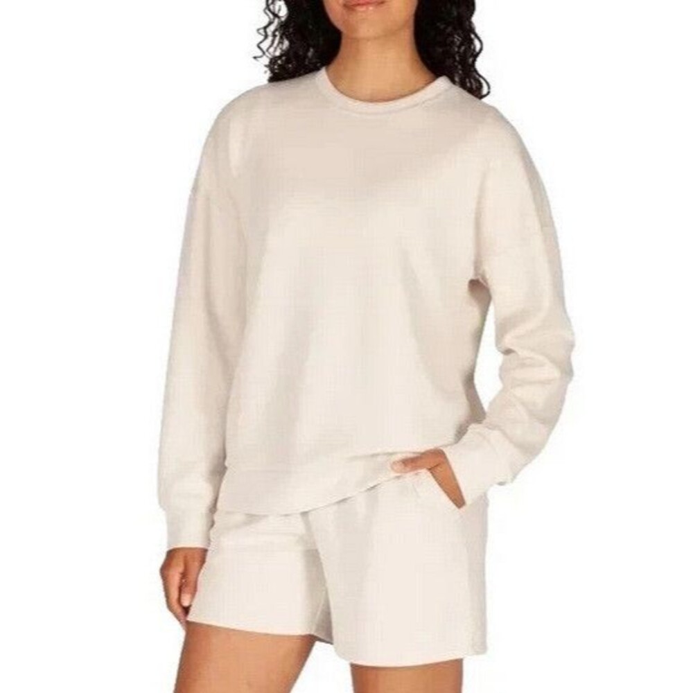 LazyPants Women's Luxe Crewneck Sweatshirt Cream NWT
